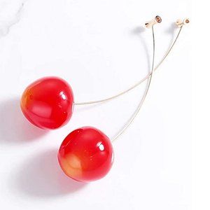 Red Cherry Long Stem Earrings